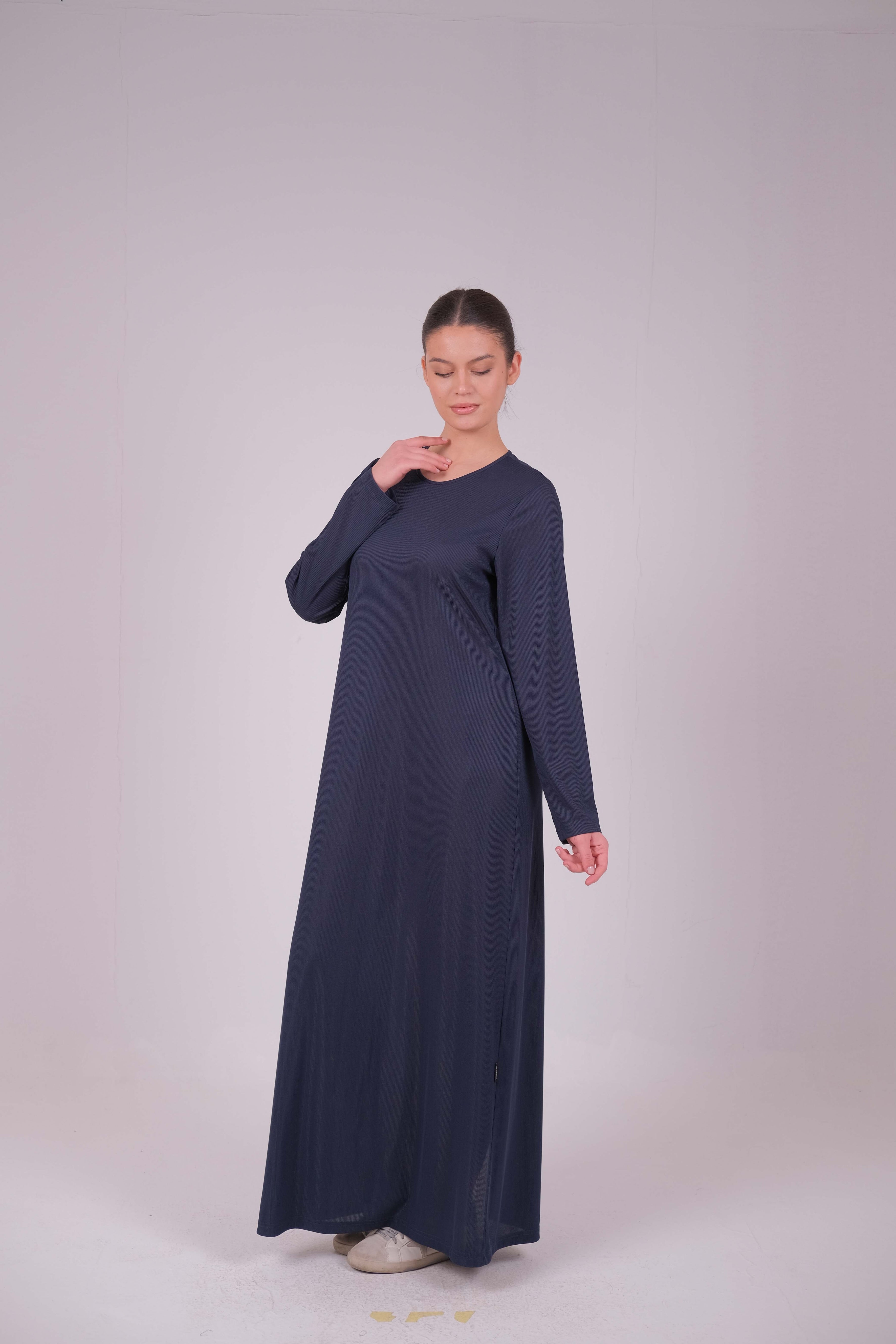 Ribbed long sleeve basic dress