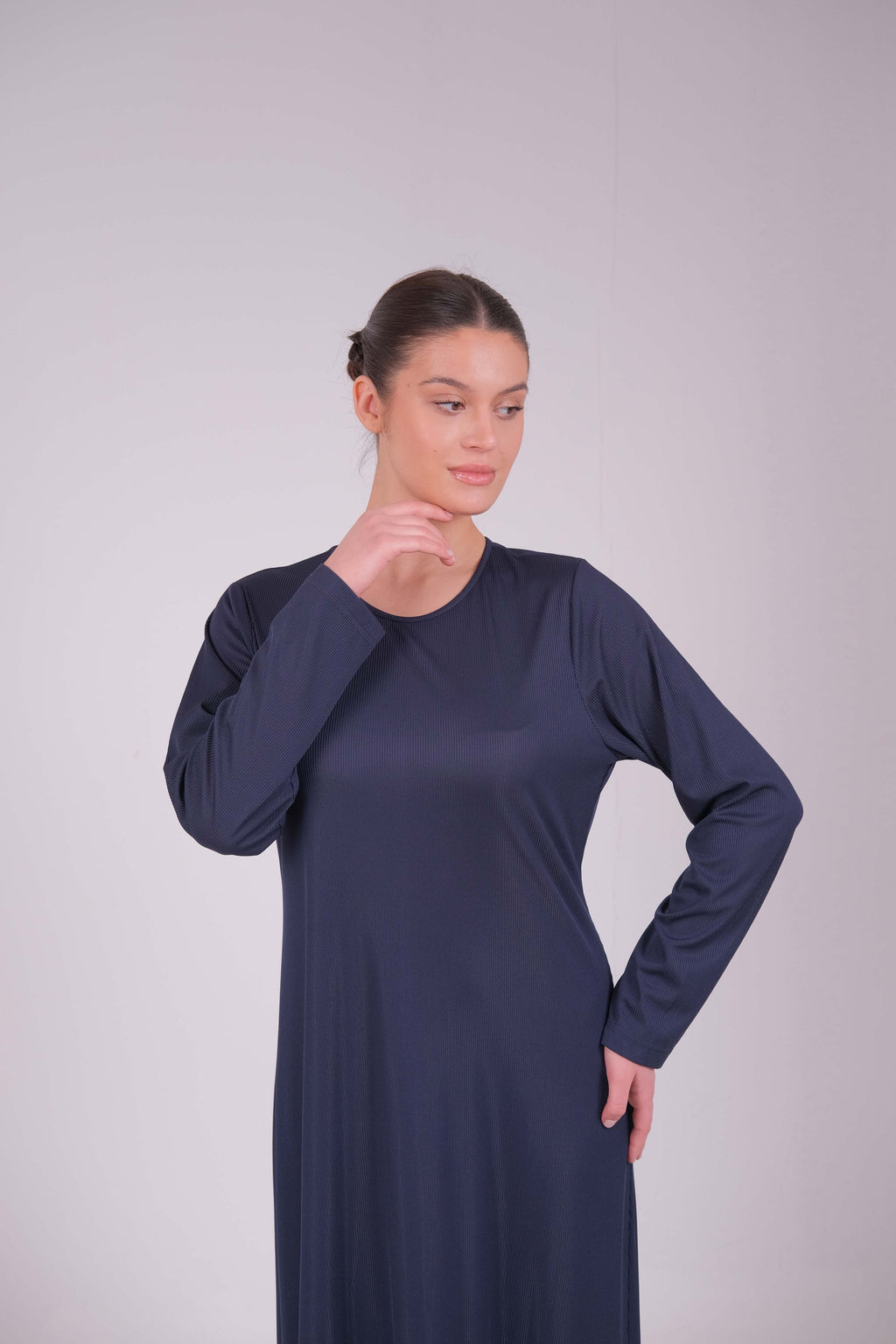 Ribbed long sleeve basic dress