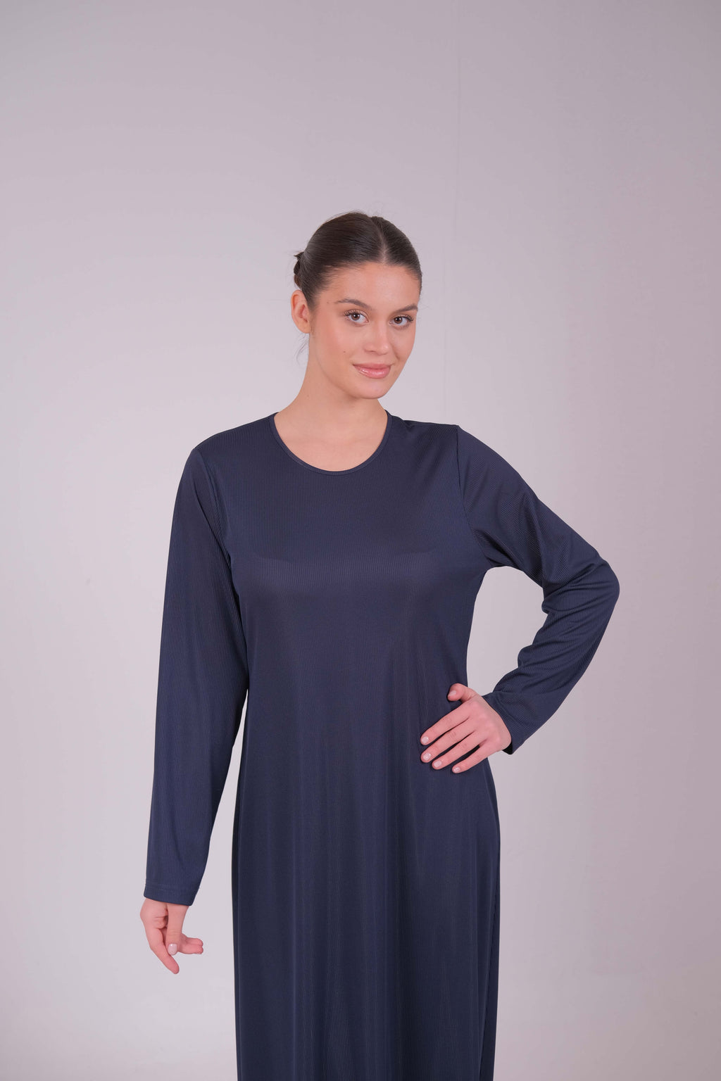 Ribbed long sleeve basic dress