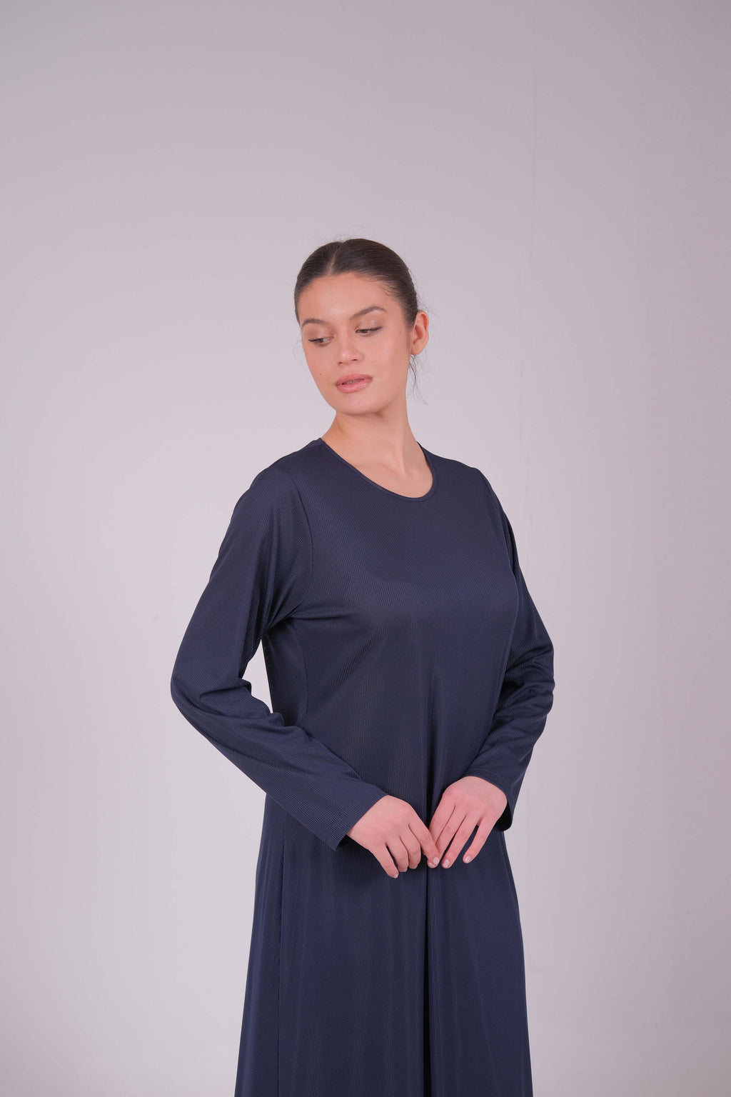 Ribbed long sleeve basic dress