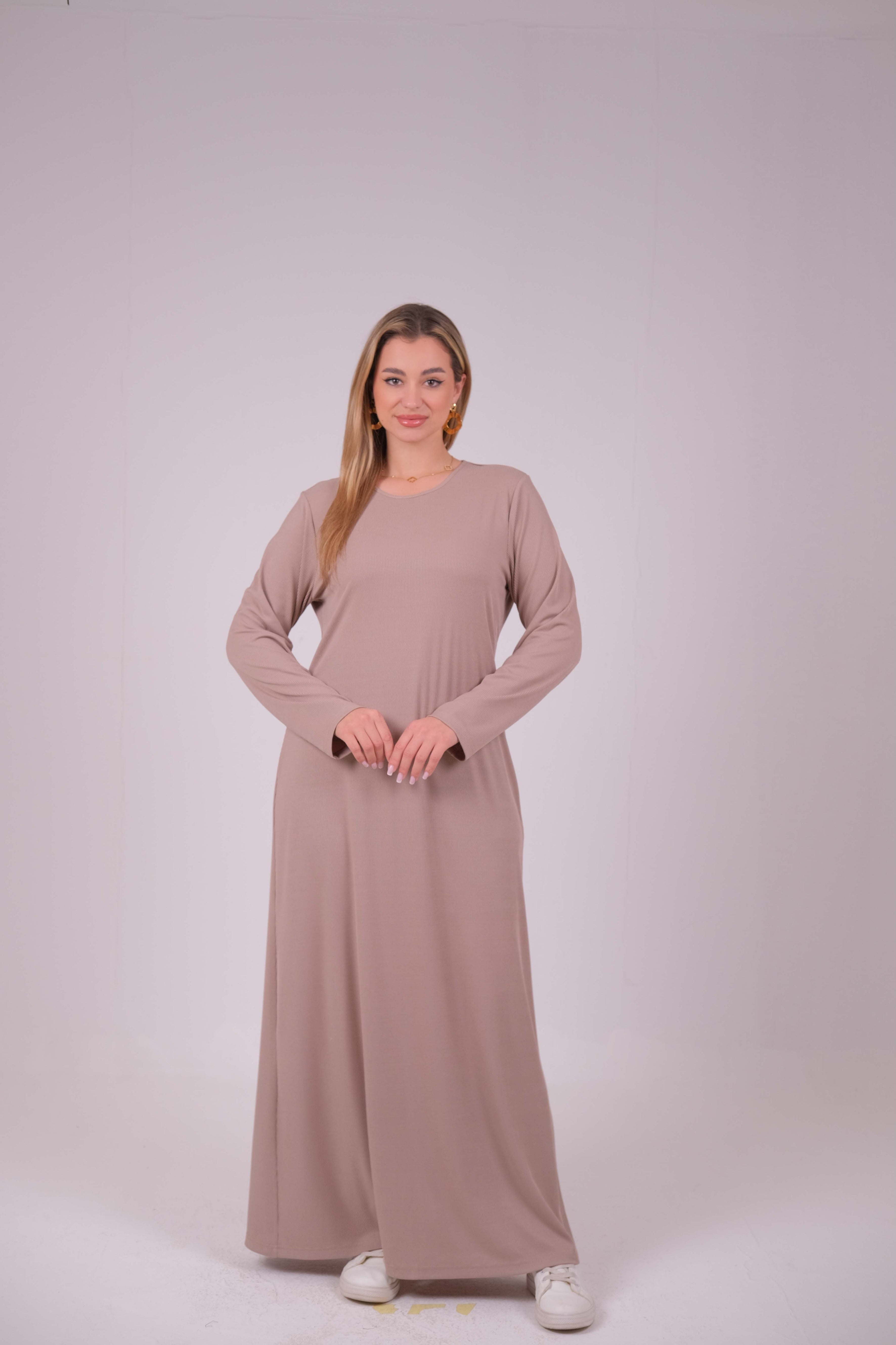 Ribbed long sleeve basic dress