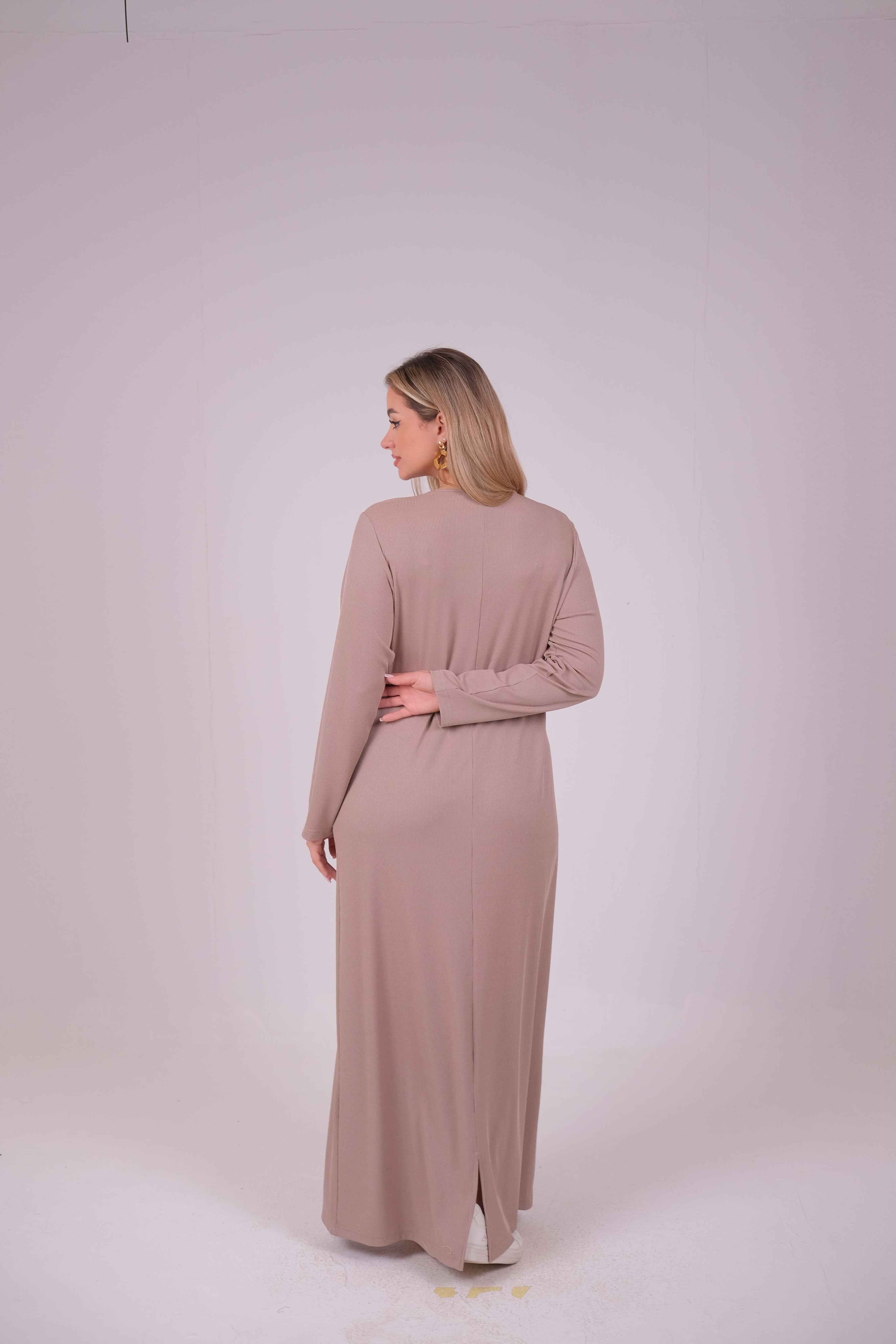 Ribbed long sleeve basic dress