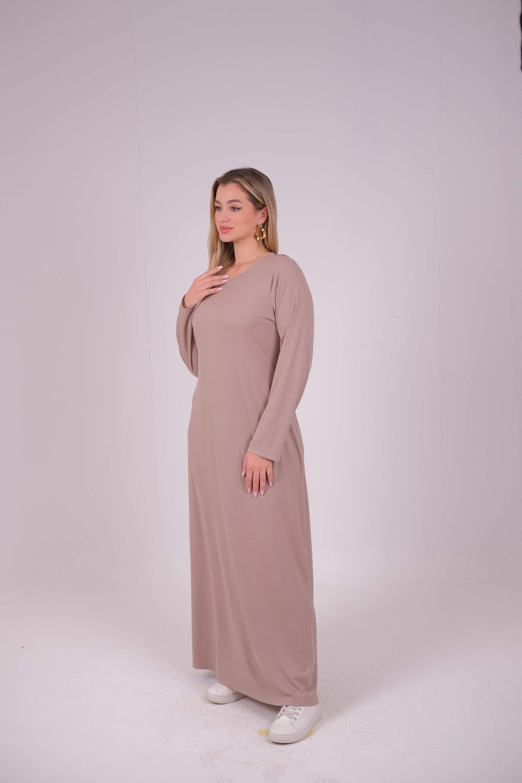 Ribbed long sleeve basic dress