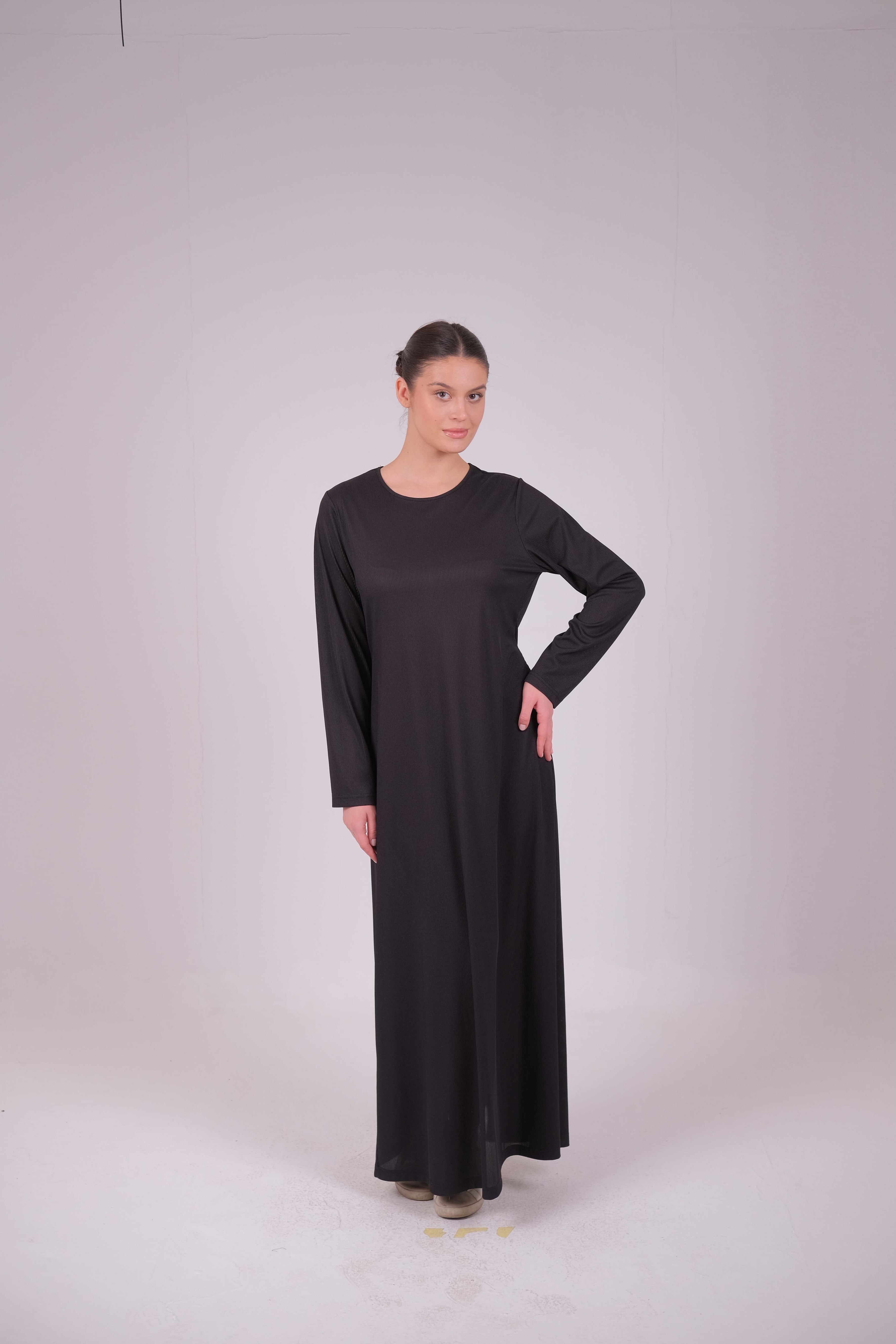 Ribbed long sleeve basic dress