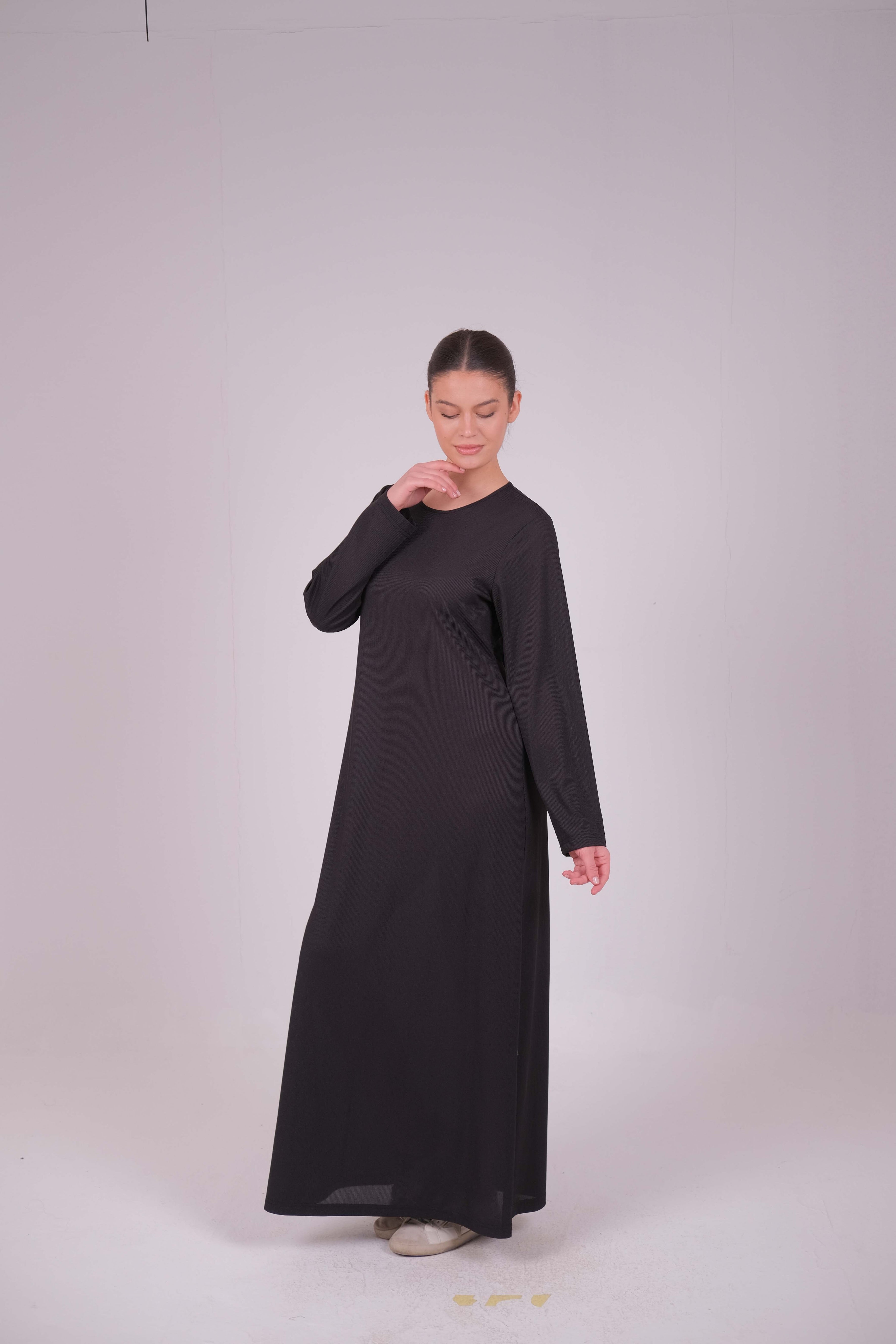 Ribbed long sleeve basic dress